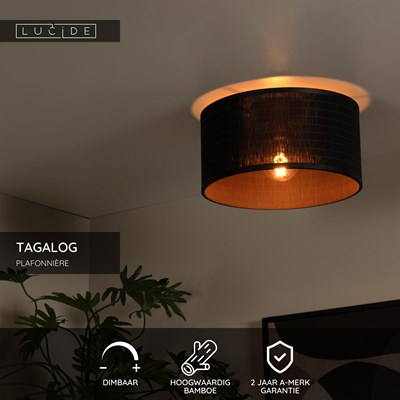 Lucide TAGALOG - Plafonnière - Ø 40 cm - 1xE27 - Zwart